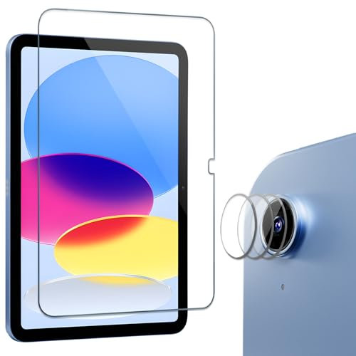 ProCase Schutzfolie für iPad 11 (A16) 11 Zoll 2025/ iPad 10. Generation 10,9 Zoll 2022, Glas mit 3 Stück Kamera Schutz Folie Screen Protector Schutzglas für iPad (A16) 11/ iPad 10. Gen