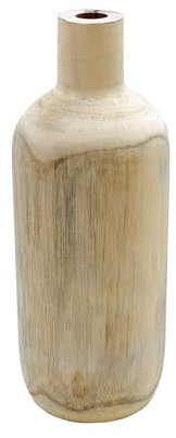 Design Holz Blumen Vase groß - Natur / 40 cm - Holzvase XL Flasche naturbelassen - Tischdeko Fensterdeko für Kunstpflanzen und Pampasgras