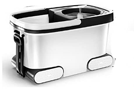 AQQWWER Cubo para fregona Trapeador de Acero Inoxidable, cubeta de fregona de accionamiento Dual, fregona autogiratoria, Material súper Resistente
