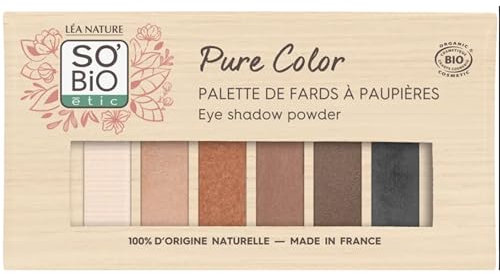 LÉA NATURE SO Bio ETIC | Pure Color ombretti #1 | Fards texture ultra fine | Permette di realizzare look nudi o carboniosi | Ombretti iridescenti e opachi | Vegan | Made in France | 6 Fards