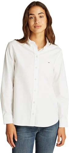 Tommy Jeans Tjw Reg Oxford Shirt Dw0Dw19890 Chemise L/S, White (Ecru), M Femme