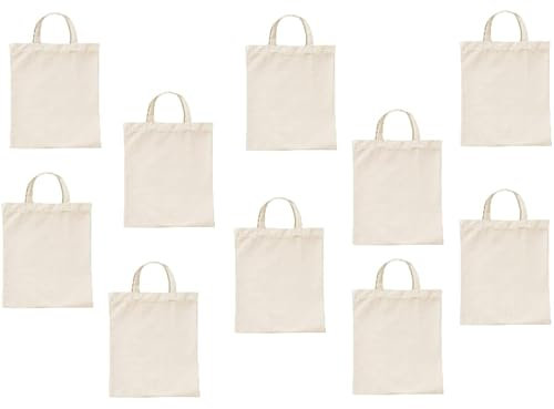 25 STÜCK Baumwolltasche 22x26 cm klein – Jutebeutel – Natur Apothekertasche, Tragetasche, Beutel, Geschenktasche ÖKO-TEX® zertifiziert Stofftasche unbedruckt, für Medikamente zum bemalen und bedrucken