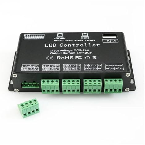 Controller for strisce LED DMX 512 RGB a 12 canali 5A*12CH, driver dimmer decoder DMX DC5V-24V for strisce LED