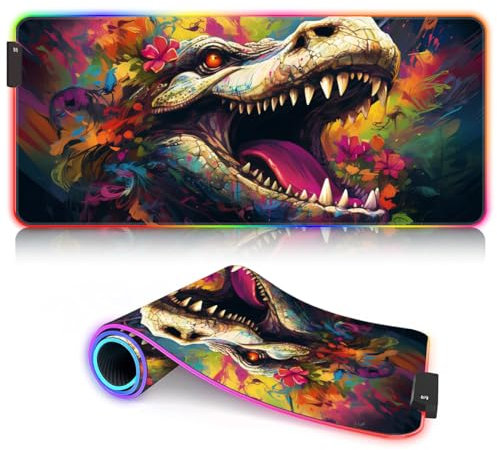 desk mat Crocodile ROG PC Desk Mat LED Long Computer Keyboard Mouse Mat (60x35x0.3) cm Anti-Slip Rubber Base Keyboard Pad Table Mat PC Laptop Desk