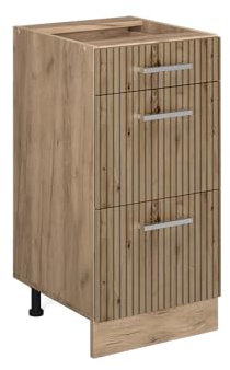 Vicco Küchenunterschrank R-Line, Artisan-Eiche/Goldkraft Eiche, 40 cm mit Schubladen, ohne Arbeitsplatte