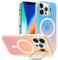DEVASO Coque Magnétique pour iPhone 12 Pro Max avec Béquille, Compatible avec MagSafe, Support Caméra Réglable Intégré Effet irisé Étui Translucide Mat Arrière Protection Antichoc Housse