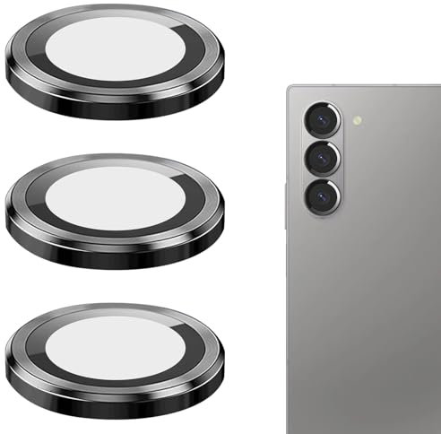 Camera Lens Protector for Samsung Galaxy Z Fold 6, 3 Pack Z Fold 6 Lens Protectors Tempered Glass Scratch-Resistant Phone Camera Cover Individual Lens Protectors Camera Protectors - Black