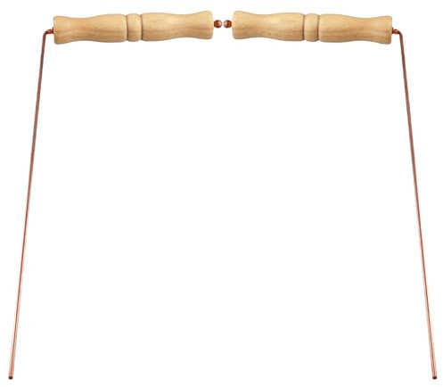 Qaautor Kit de Tiges de Radiesthésie en Cuivre pour Outil de Divination - Poignées en Bois Naturel Tiges de Divination
