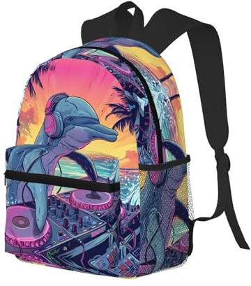Novastar Laptop-Rucksack für Männer und Frauen, Hip-Hop-Rucksack DJ Dolphin für die Arbeit mit verstellbaren Trägern, wasserdichter Strandrucksack, Reiserucksack mit