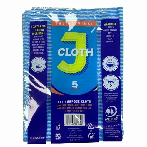 Welari J Cloth All Purpose Cloths 5pk x 1, Fast Absorbing Washable Reusable Dusting Polishing Wiping Cleaning Cloth Thank You Card | (1pack)