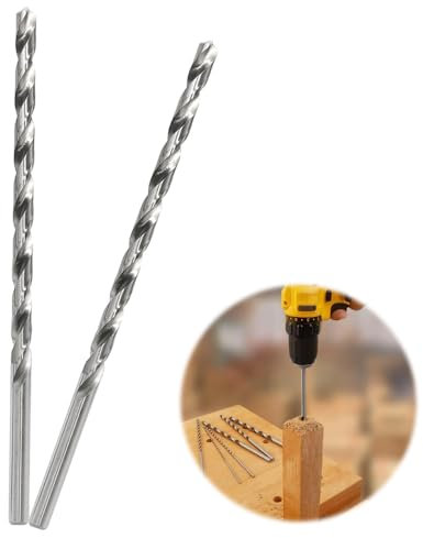 Broca helicoidal de 8 mm de largo y 200 mm de largo, de acero de alto carbono, para madera, plástico y aluminio, 2 unidades (plateado)
