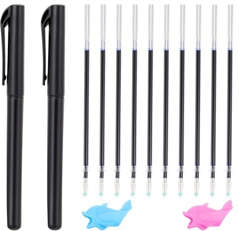 AOZUO 2 Stück Magischen Stiften, mit 10 Nachfüllpackungen, Unsichtbaren Tinte Zauberstifte Kinder Wiederverwendbares Handschrift Nachziehen für Kinder Kalligraphie Stifte Zahlen Zeichnung Buchstaben