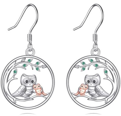 YFN Eulen Ohrringe 925 Sterling Silber Mutter Tochter Ohrringe Lebensbaum Schmuck Geschenke für Frauen Mum