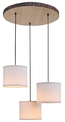 Just Light Pendant Light Dining Room Lamp Wooden Decoration 3 Bulbs E27 Textile Shades