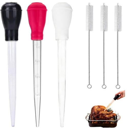 Fleischspritze 6-teiliges Set, Bratenspritze, Turkey Baster, Inklusive Reinigungsbürste, Turkey Baster Pipette, Marinadenspritze, Geeignet für Schweinefleisch, Rindfleisch, Huhn, Geflügel, Fisch