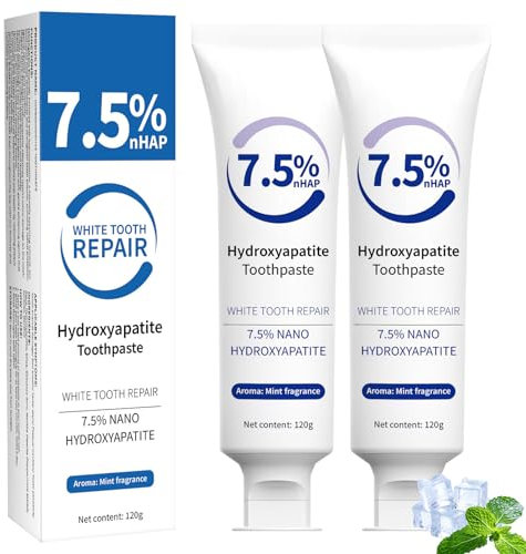 2pcs Hydroxyapatite Toothpaste for Enamel Care Toothpastes,7.5 Percent Nano Hydroxyapatite Toothpaste,for Sensitive Teeth,Daily Protection, Long-Lasting Fresh Breath