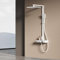 EMKE Columna de Ducha Termostática,360 mm Ducha de Lluvia, Ducha de Mano 3 Funciones, Regulador de Flujo de Agua Ajustable, Barra Deslizante Sin Fin,Instalación Fácil,Blanco Mate
