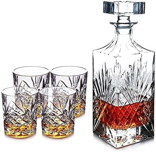 DEFBOW Decanter Whiskey Decanter Wine Decanter Whiskey Decanters, Set of 4 Glasses and Gift Claret Jug Sets