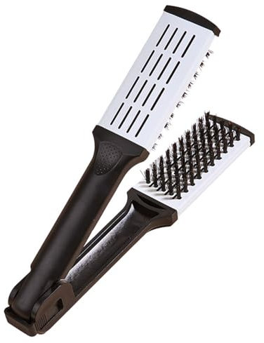 CCbeauty Hair Straightener Brush Boar Bristles Clamp Comb Double Sided Straightening Brush Hair Styling Tool
