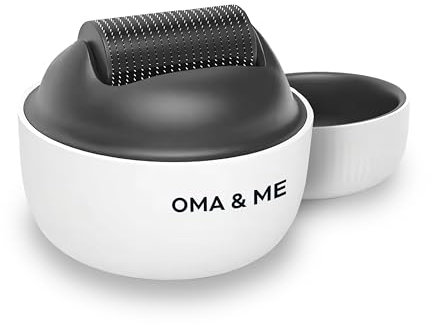 OMA & ME Derma Roller 0.5 mm - Stimule la Pousse des Cheveux Naturellement, Favorise la Croissance du Cuir Chevelu - Microneedling 1200 Micro-Aiguilles - Soin, Routine Capillaire Anti-Chute
