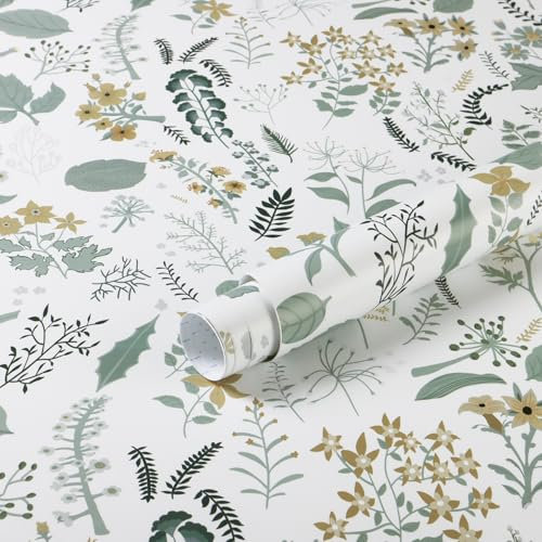 Fiula Papel pintado autoadhesivo con flores para muebles, papel pintado de flores, hojas, lámina decorativa, autoadhesiva, cocina, blanco, papel pintado, papel pintado, resistente al agua, bricolaje