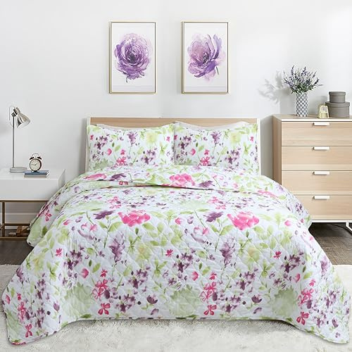Colcha Boutí Cama 150 (250x270) Estampada – Cubrecama Ligero y Transpirable para Verano y Entretiempo – Algodón y Poliéster – Incluye 2 Fundas Almohada (50x70) – Acabado Punta Redonda (Florida)