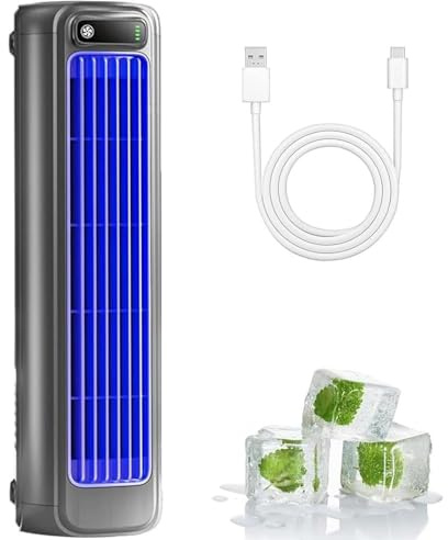 Cooling Ace Klimagerät, Portable Air Conditioner Cooling Fan, Quiet Fan Bladeless with 3 Speeds, Rechargeable 24h Long-Lasting Battery Life, Horizontal/Vertical (Gray-Charging Model)