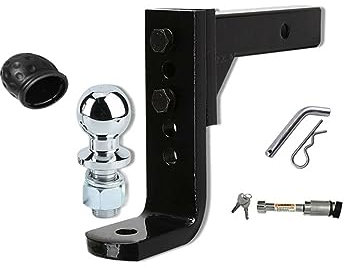 Trailer Hitch, 4000KG Adjustable Height Tow Bar Hitch 50mm 2inch Ball Towbar Drop Mount Trailer(With 50mm ball lock)