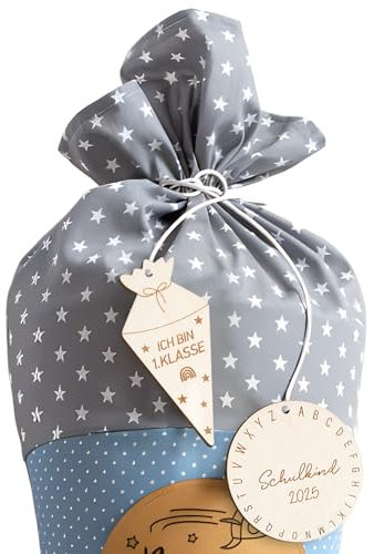 BOFUNX 2 Stücke Schultüte Anhänger Holz Zuckertüte Holzanhänger Namensanhänger Geschenkanhänger Schultüte Zuckertüte Deko Schulanfang Einschulung Deko