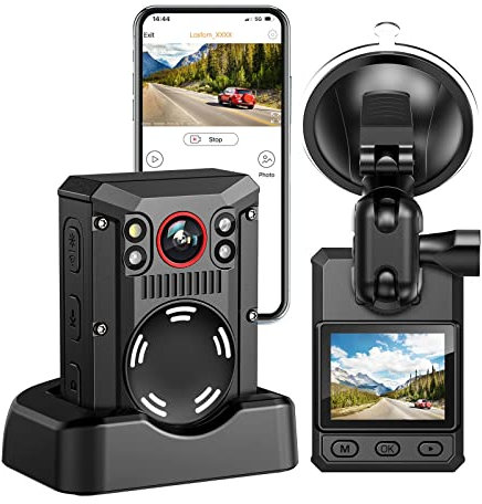 HPHPH Mini Camera 4K, Body Camera 128G, Batteria 3500mAh 11 ore di registrazione Bodycam GPS Impermeabile IP67 Bodycam Piccole videocamere