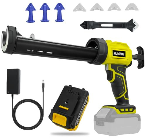 3000mAh Battery Cordless Caulking Gun for Dewalt 20V Battery Caulking Tool, Electric Caulking Gun with 4-speed,10oz/300ml Non-Drip Glass Glue Gun for Filling and Sealing, For Windows, Doors