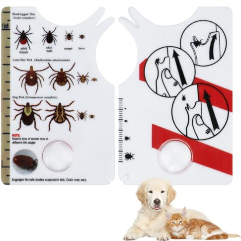 2 Tarjetas para Garrapatas, Tarjeta de Captura con Lupa para Humanos, Perros y Gatos, Removedor de Garrapatas, para Eliminar Rápida y Suavemente las Garrapatas del Animal Doméstico o del Hombre