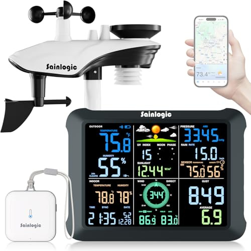 Sainlogic Smart WLAN Wetterstation Funk mit Außensensor 14-in-1 SA9 Plus