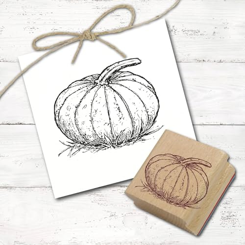 Dekolando Motivstempel Großer Kürbis - Herbst Stempel Holzstempel Scrapbooking - Abdruck 48 x 38 mm