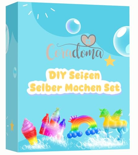 Coradoma DIY Seife Selber Machen Set für Kinder ab 3 Junge und Mädchen – Soap Lab Seifenherstellung Regenbogen und Einhorn Seifenblock Kreativ Spielzeuge Geschenk für Kindergeburtstag