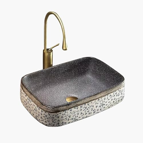 Keramik Waschbecken Quadratisch, Aufsatzwaschbecken für Badezimmer, Kleines Handwaschbecken mit Armatur und Ablaufgarnitur, für Gäste WC Balkon und Bad