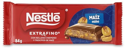 Nestlé Extrafino 25 Tabletas Chocolate con Leche y Maíz 84g | Chocolate con leche con relleno de maíz tostado, textura crujiente ideal como snack dulce con toque salado