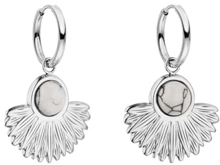 Purelei Eldorado Creolen – wasserfest | Creolen mit Sonnenfächer-Anhänger & Schmuckstein aus Edelstahl | 14K Vergoldung, Silber & 18K Rosévergoldung | Statement-Ohrringe