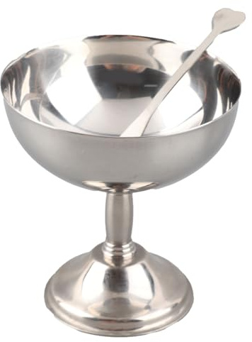 Eisbecher aus Edelstahl, Dessertschalen, Mini-Eisschalen, Joghurt-Snack-Süßigkeitsbecher mit Fuß im Retro-Stil, Servierschüssel mit Fuß für Salat, Obst, Pudding, für Restaurants (Small Size 9CM)