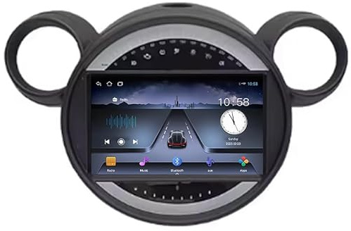 Android 15 Autoradio Multimediale con 9'' Screen Per BMW Mini Cooper Countryman R56 R60 2011-2013 Supporta la Navigatore GPS/DSP Stereo Auto/FM AM RDS Radio/Controllo del Volante/USB/Videocamera