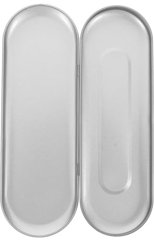 Lurrose Rectangular Tin Cutlery Box with Lid 177X58X18Mm Portable Household Utensil Holder for Kitchen Countertop Storage