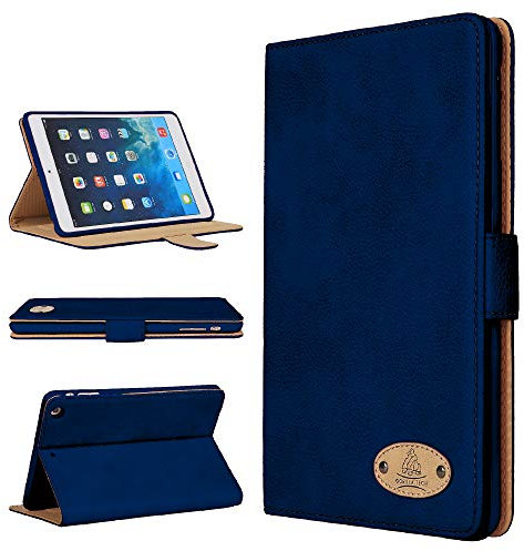 Apple iPad All Models/Genuine Luxury Executive Leather Case Gorilla Tech Brand Smart Protective Designer Cover with Stand in Retail Packing (Navy, iPad Pro 9.7)