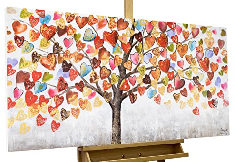 KunstLoft Leinwandbild | 100% HANDGEMALT | 120x60cm | Gemälde 'A bit of Awesomeness' | Wald & Bäume | Bunt Weiß | Wandbild Wohnzimmer