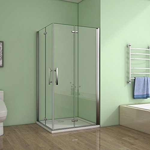 Cabine de douche 100x90x195cm verre anticalcaire porte pliante et pivotante
