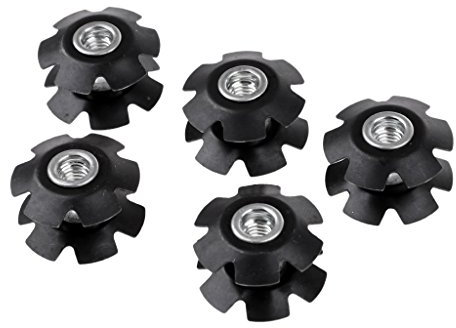 Toygogo 5Pcs Bike Ahead Steuersatz Sternmuttern Schwarz Fangled Nut Fahrradgabel Steertubes Stern Fangled Muttern
