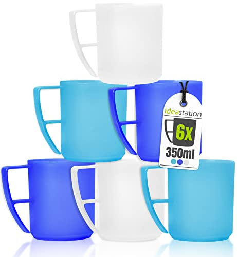 idea-station NEO tazze plastica caffe 6 x 350 ml - Edizione Ghiaccio - infrangibile tazza plastica bambini - set tazze colazione riutilizzabili