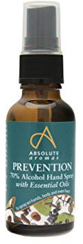 Absolute Aromas Prevention Hand Spray 30ml – 70% Alcohol Hand Spray with Essential Oils – for Hands, Body and Feet (30ml)