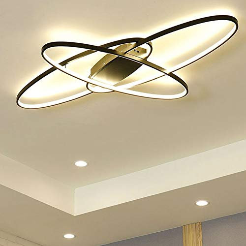 Wohnzimmerlampe Dimmbar LED Deckenleuchte Esszimmer Decke Pendelleuchte mit Fernbedienung Esstischlampe Modern Oval Designer Schlafzimmerlampe Landhaus Badezimmer Flur Deko Decken Lampen (Schwarz)