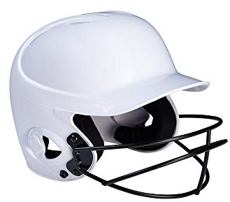 Mizuno MVP Series Solid Youth Batting Helmet with Fastpitch Softball Mask, Youth OSFM, White