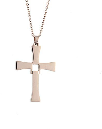 inSCINTILLE Collana Uomo in Acciaio Inossidabile con Ciondolo a Croce Crocifisso (Oro Rosa)